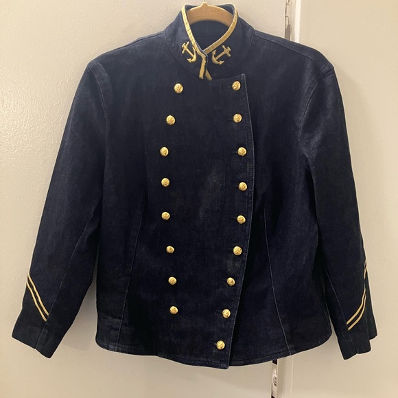 Ralph Lauren Jackets & Blazers - Ralph Lauren Vintage Blue Denim Nautical Military Jacket Top Womens Sz L